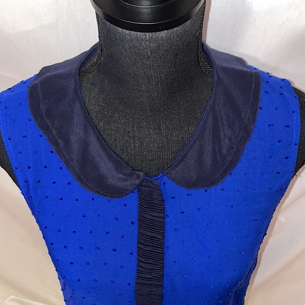 Anthropologie silk sleeveless top with Peter Pan double silk collar